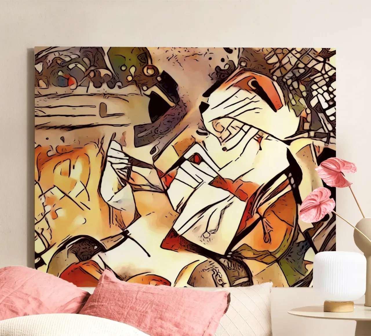 Vrolijk kerstfeest, motief 4 canvas met Baklijst van ZAMART