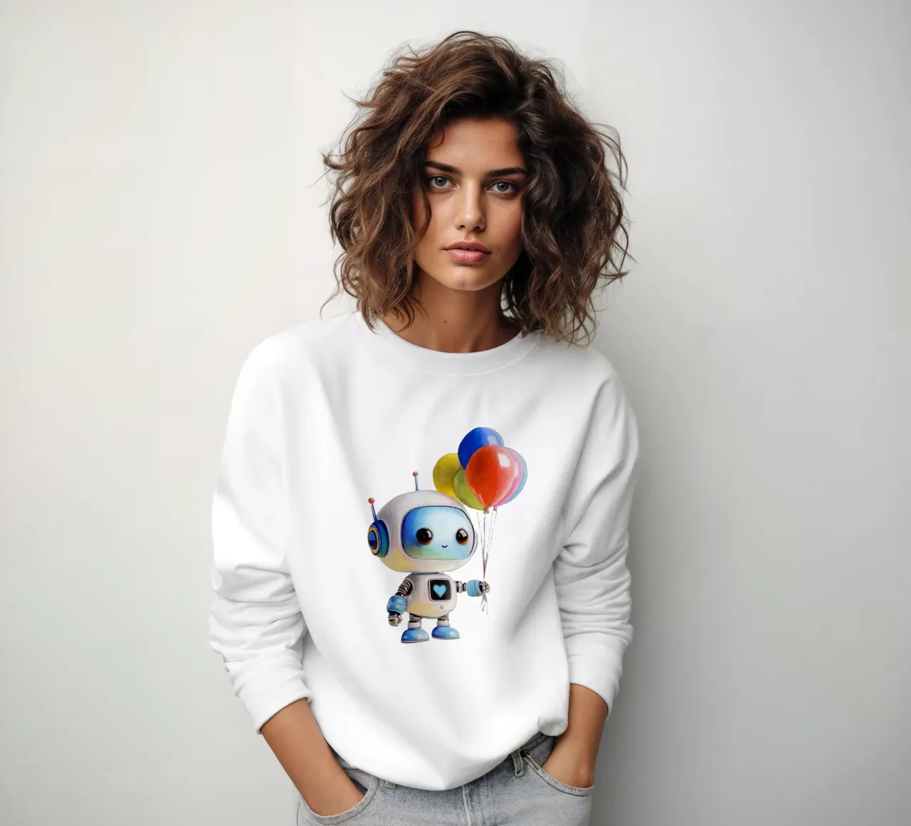 Robots met ballonnen sweatshirt van Graphit und Farbe