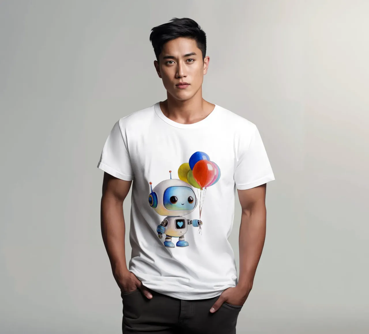 Robot con palloncini t-shirt da Graphit und Farbe