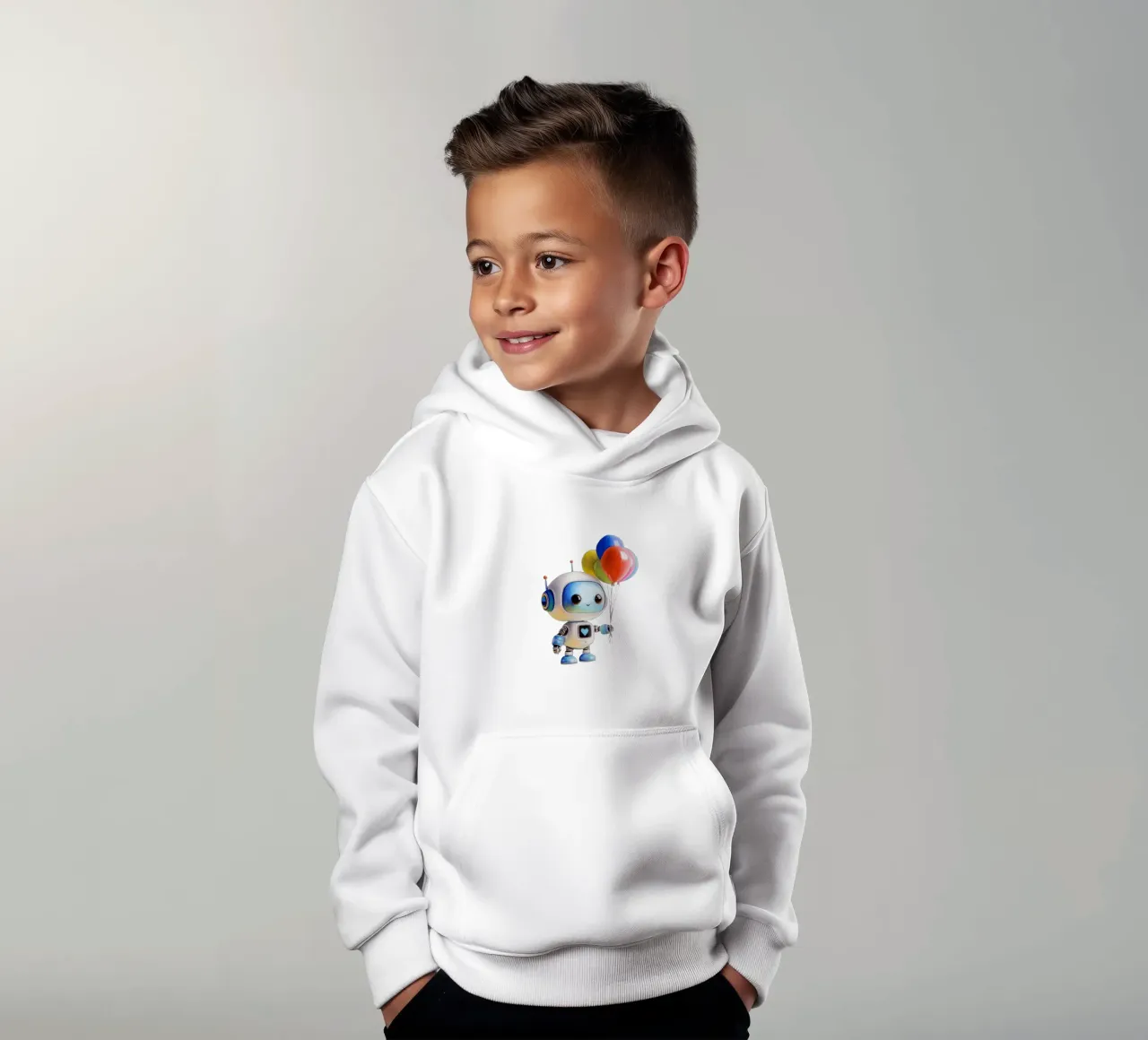 Robot con palloncini felpa bambino con cappuccio da Graphit und Farbe
