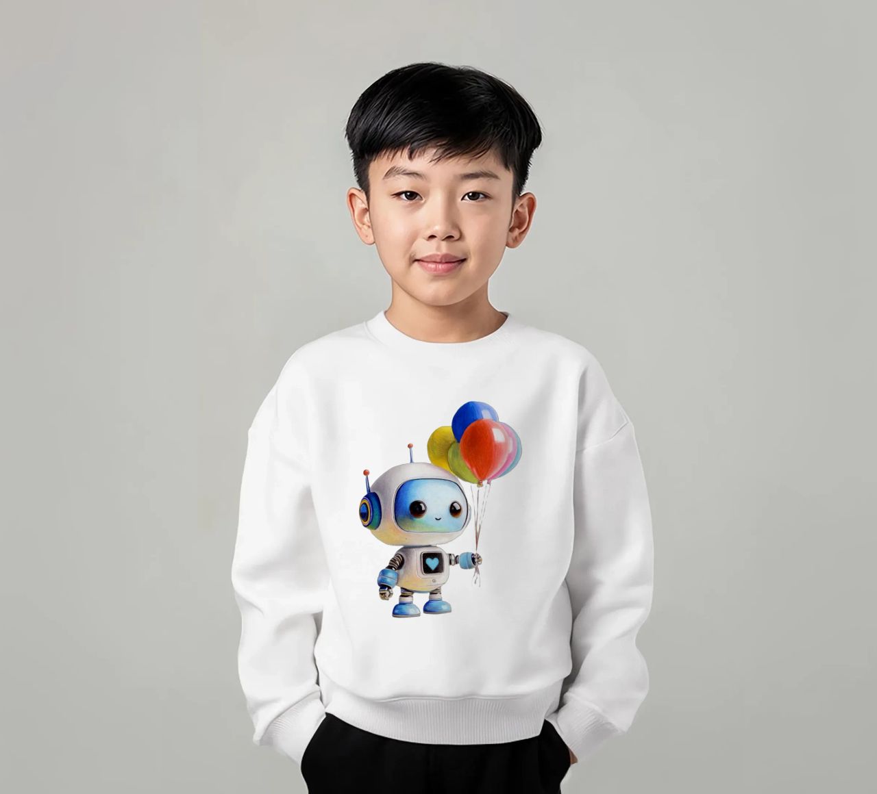 Robot con palloncini felpa bambino da Graphit und Farbe