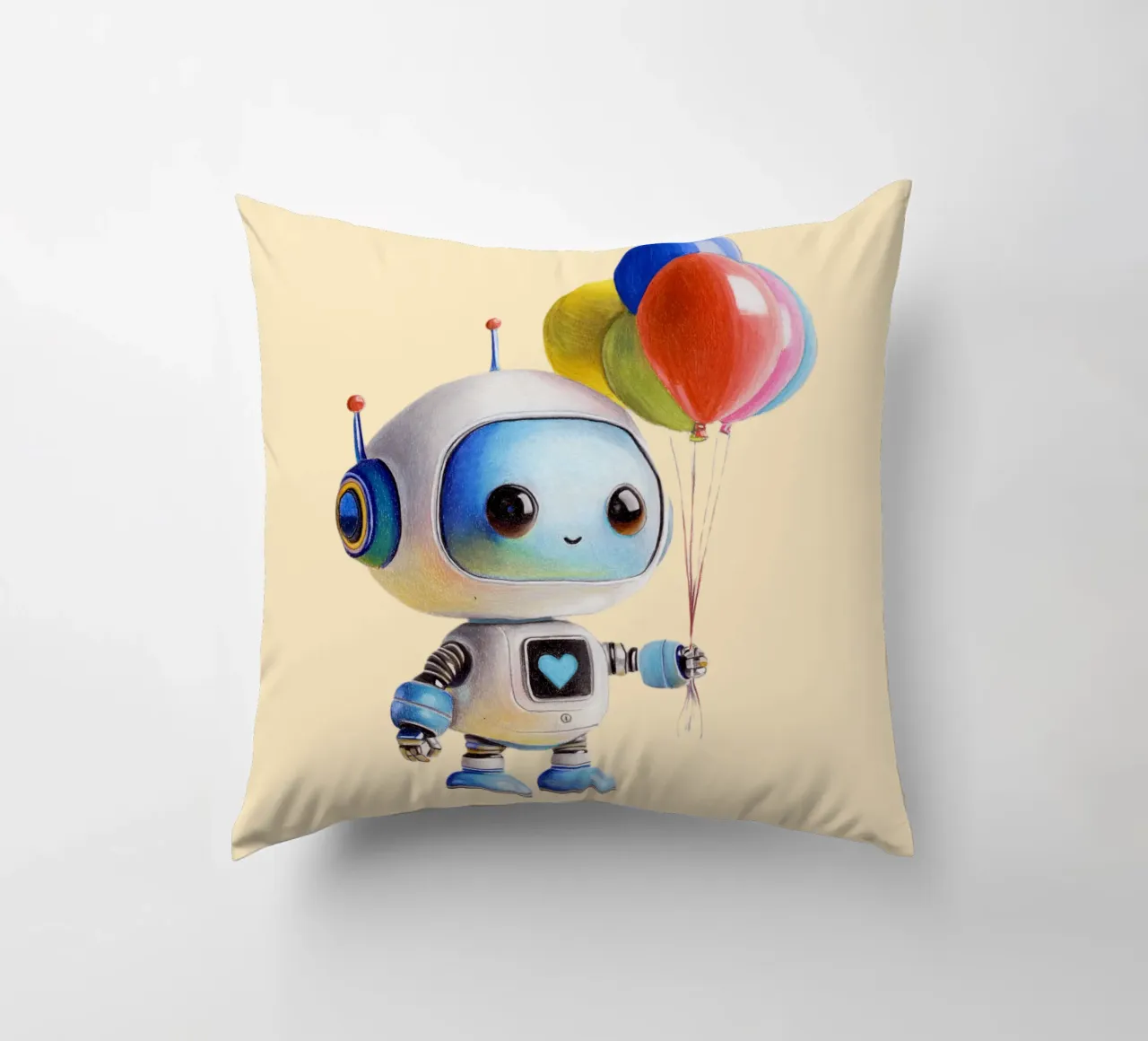 Robots con globos cojín de Graphit und Farbe