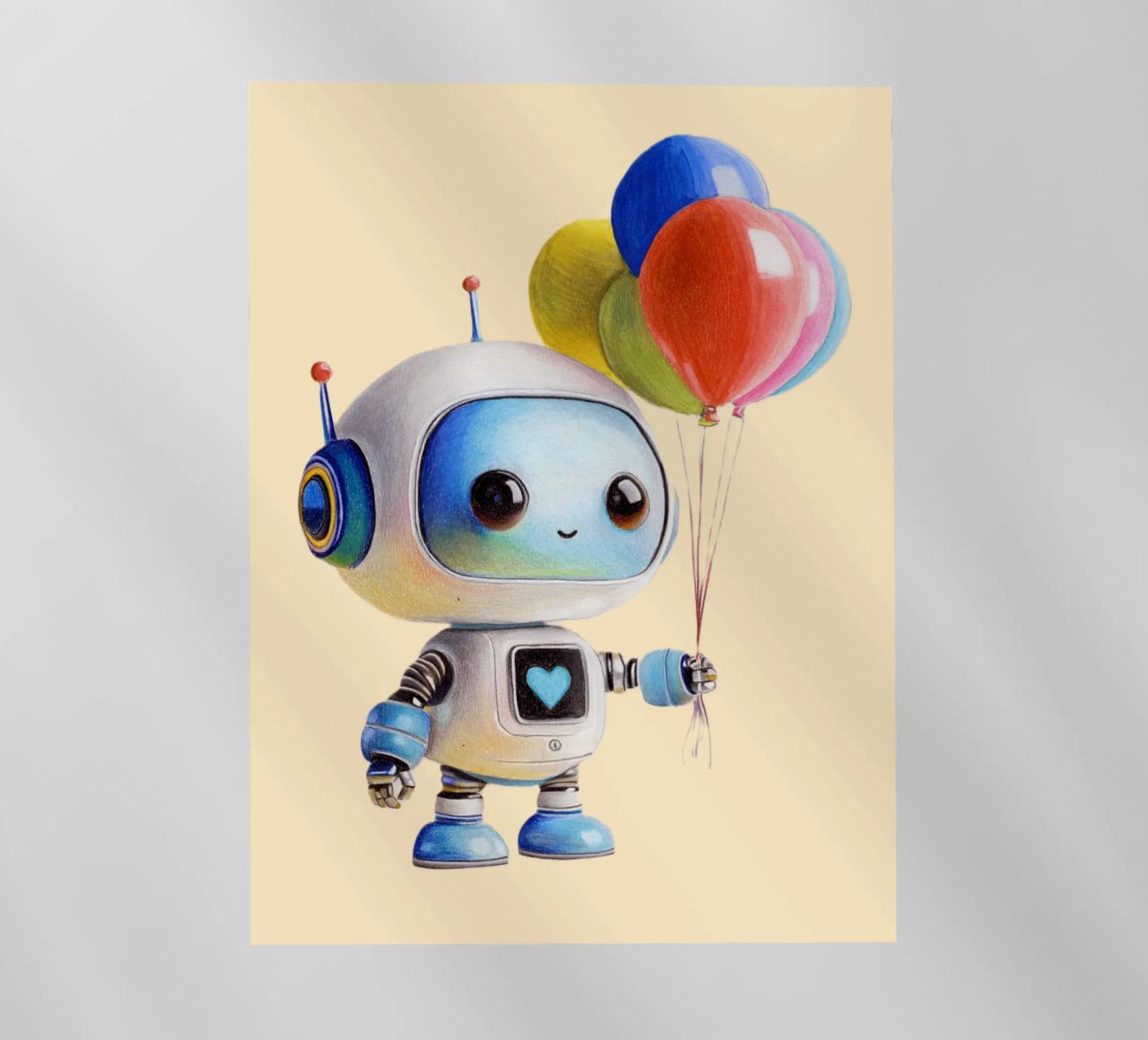 Robot con palloncini pellicola backlit da Graphit und Farbe