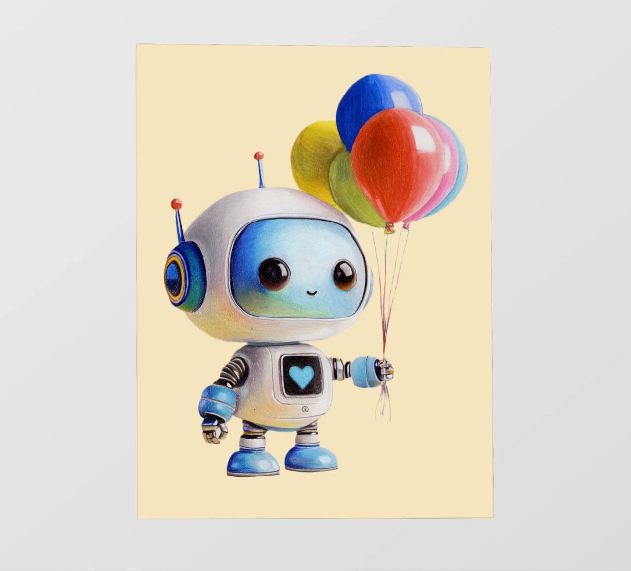 Robot con palloncini pellicola backlit da Graphit und Farbe