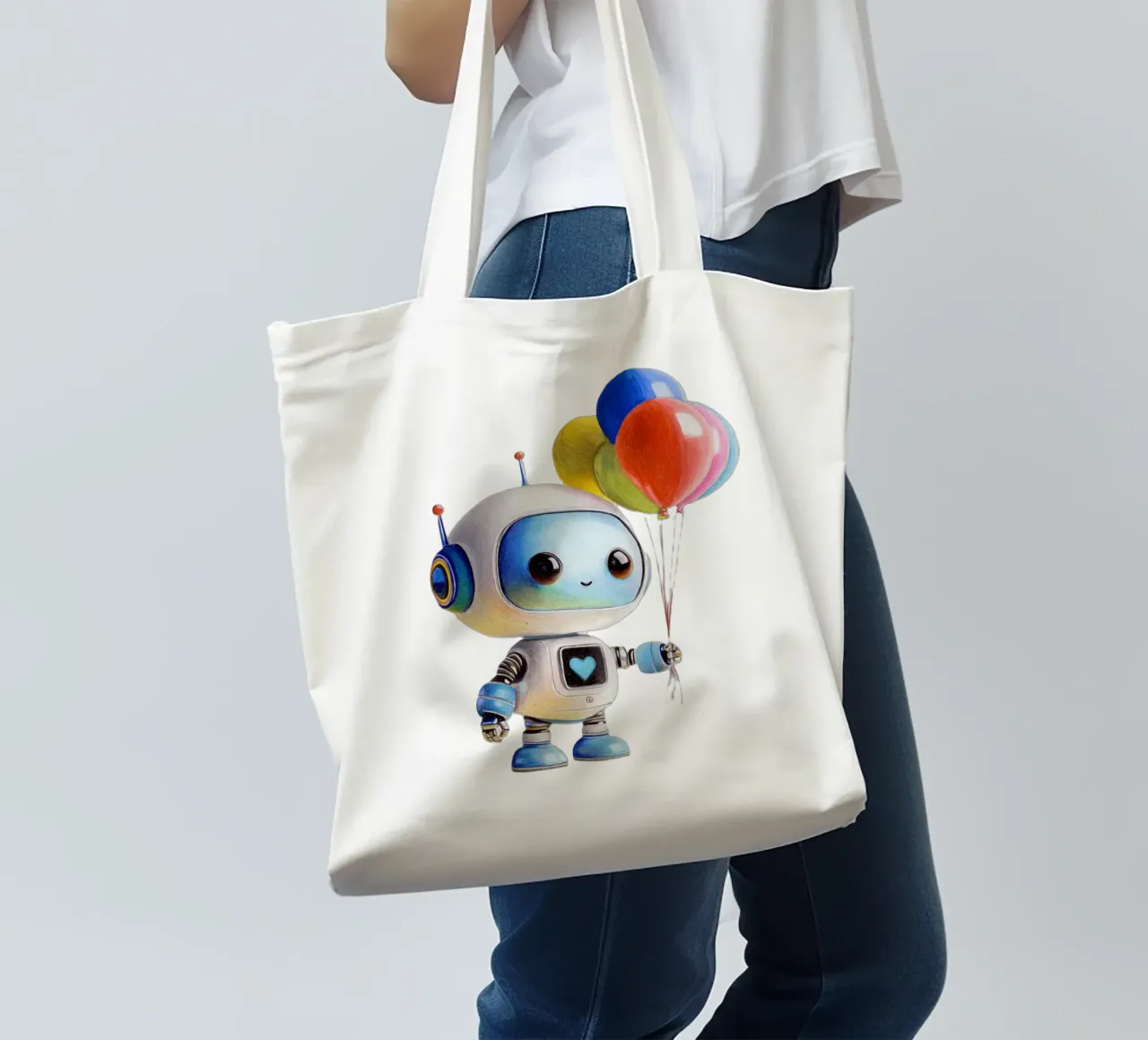 Robot con palloncini borsa in juta da Graphit und Farbe