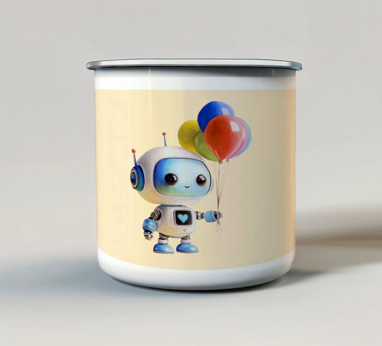 Robot con palloncini tazza in smalto da Graphit und Farbe