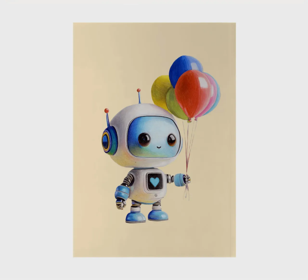 Robots with balloons notebook by Graphit und Farbe