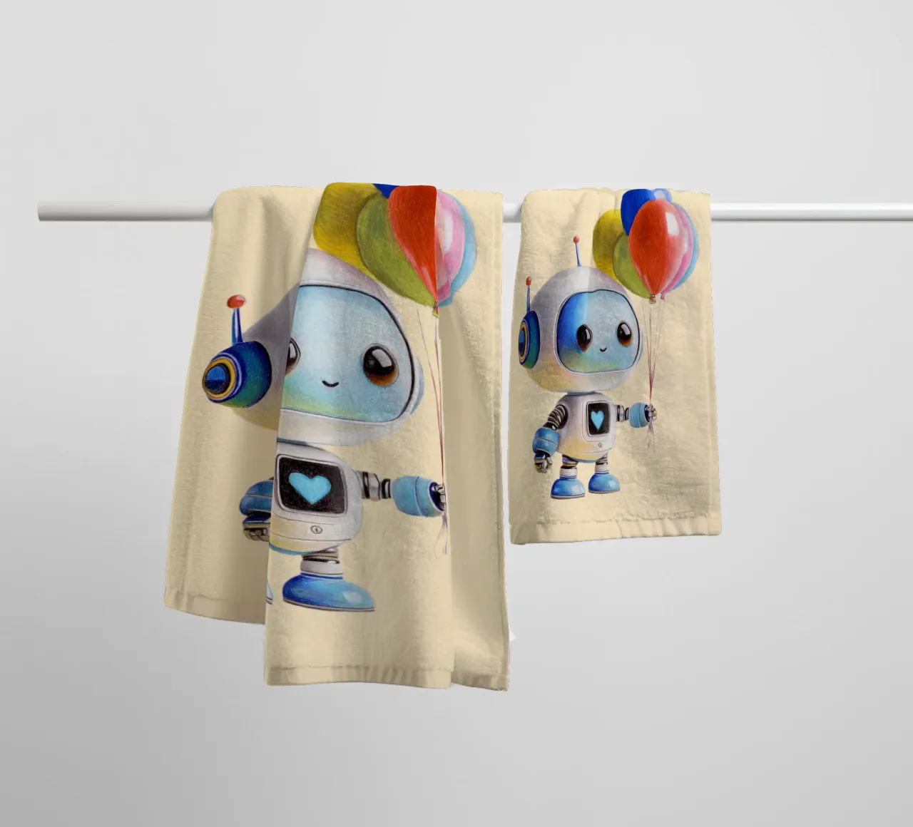 Robot avec des ballons serviette de bain de Graphit und Farbe