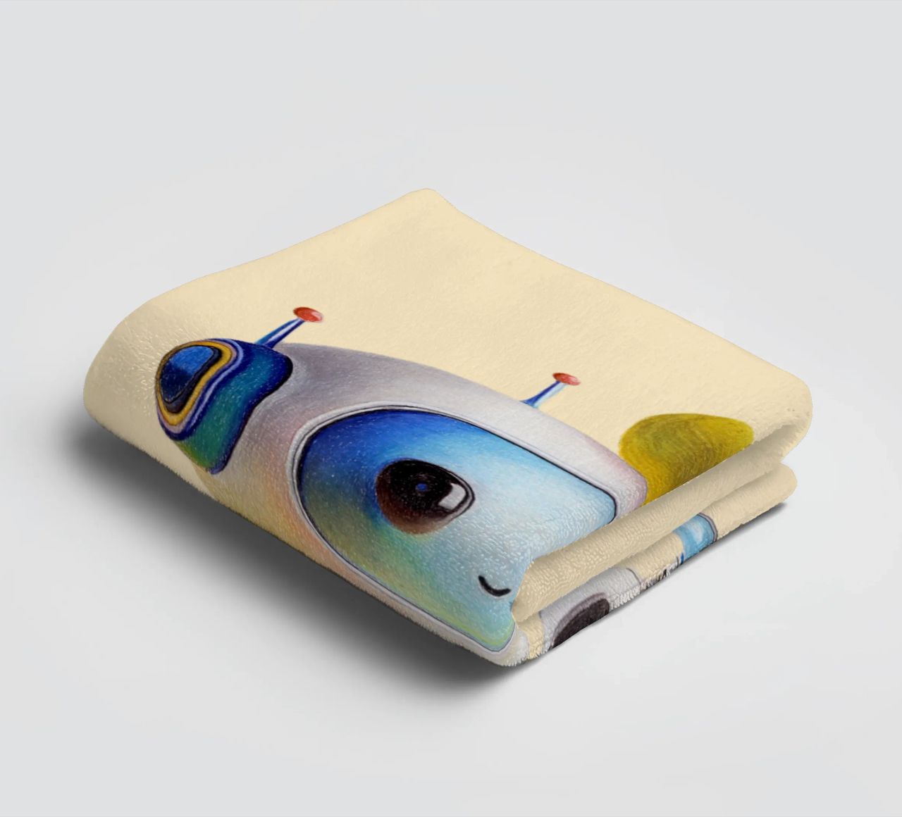 Robots with balloons towel by Graphit und Farbe