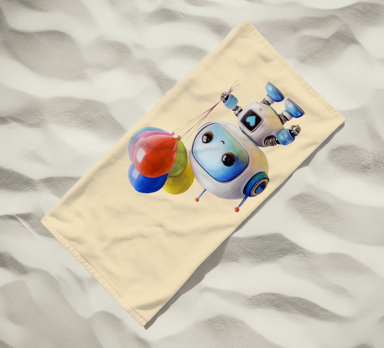 Robot con palloncini telo mare da Graphit und Farbe
