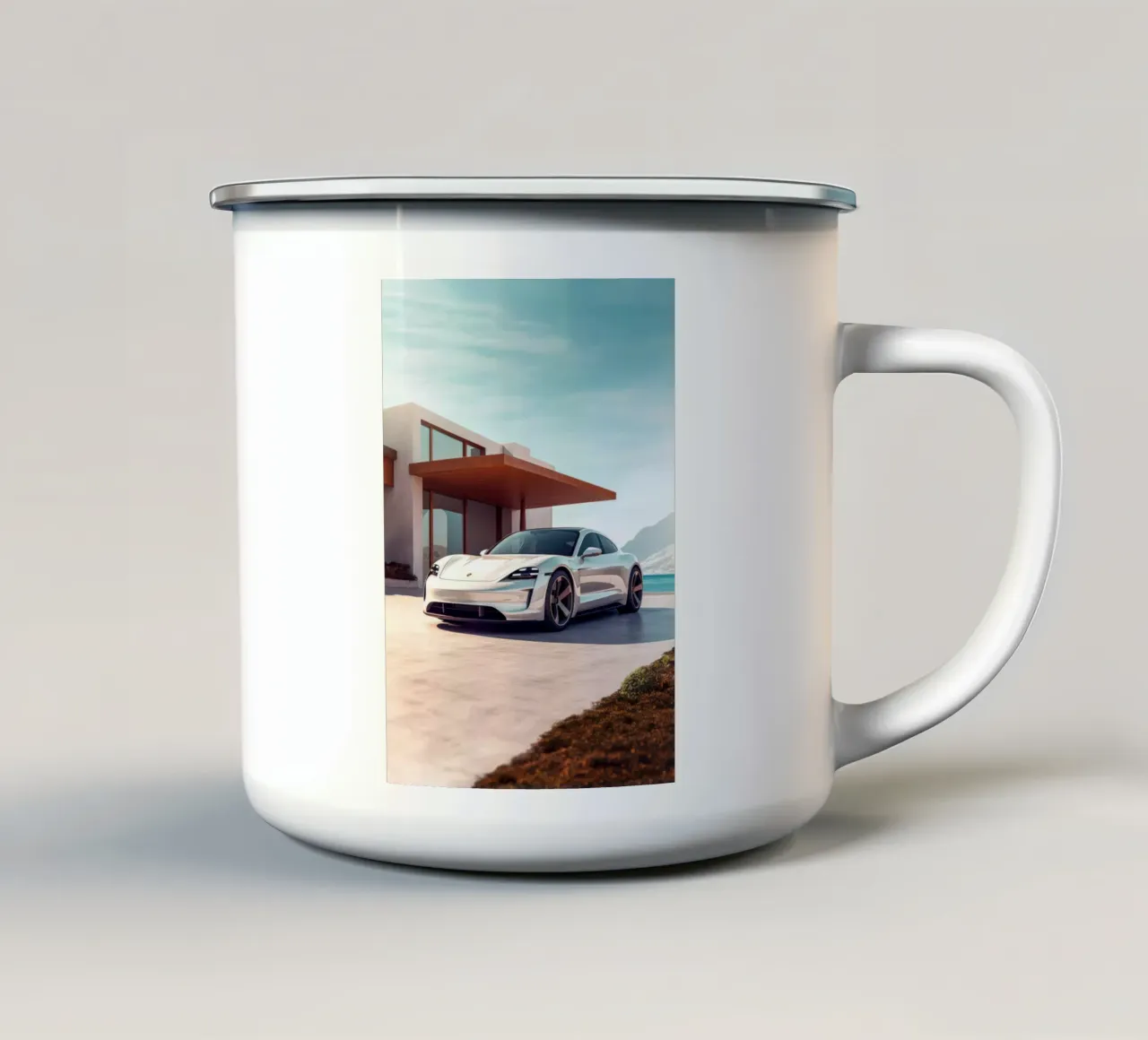 Porsche Taycan tazza in smalto da Lootprint