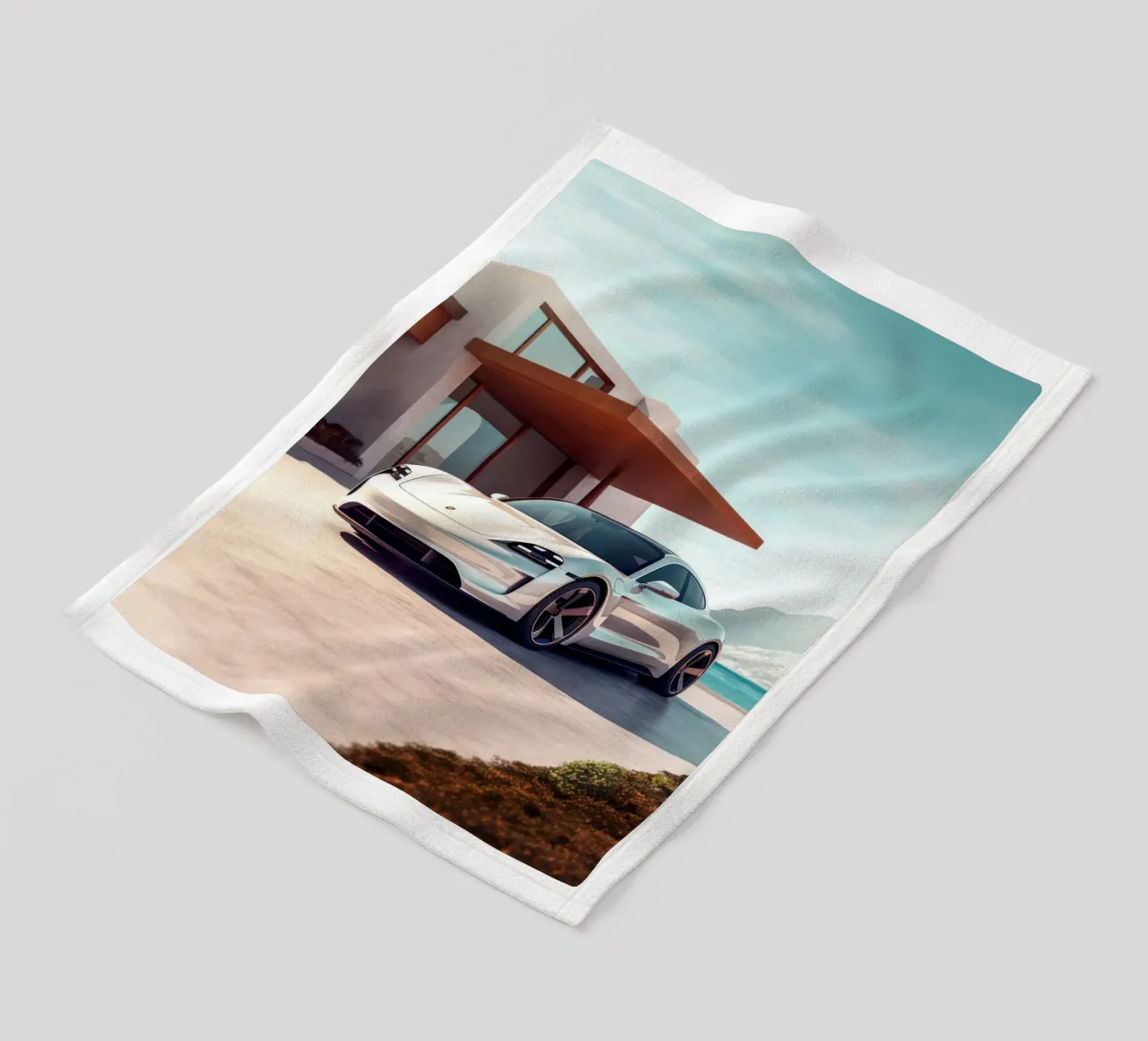 Porsche Taycan fleece blanket by Lootprint