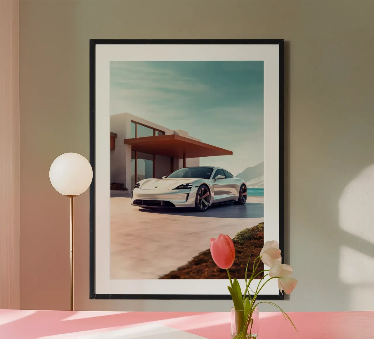 Porsche Taycan poster con telaio in plastica da Lootprint
