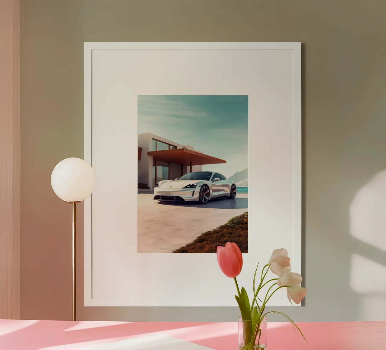 Porsche Taycan poster con telaio in plastica da Lootprint