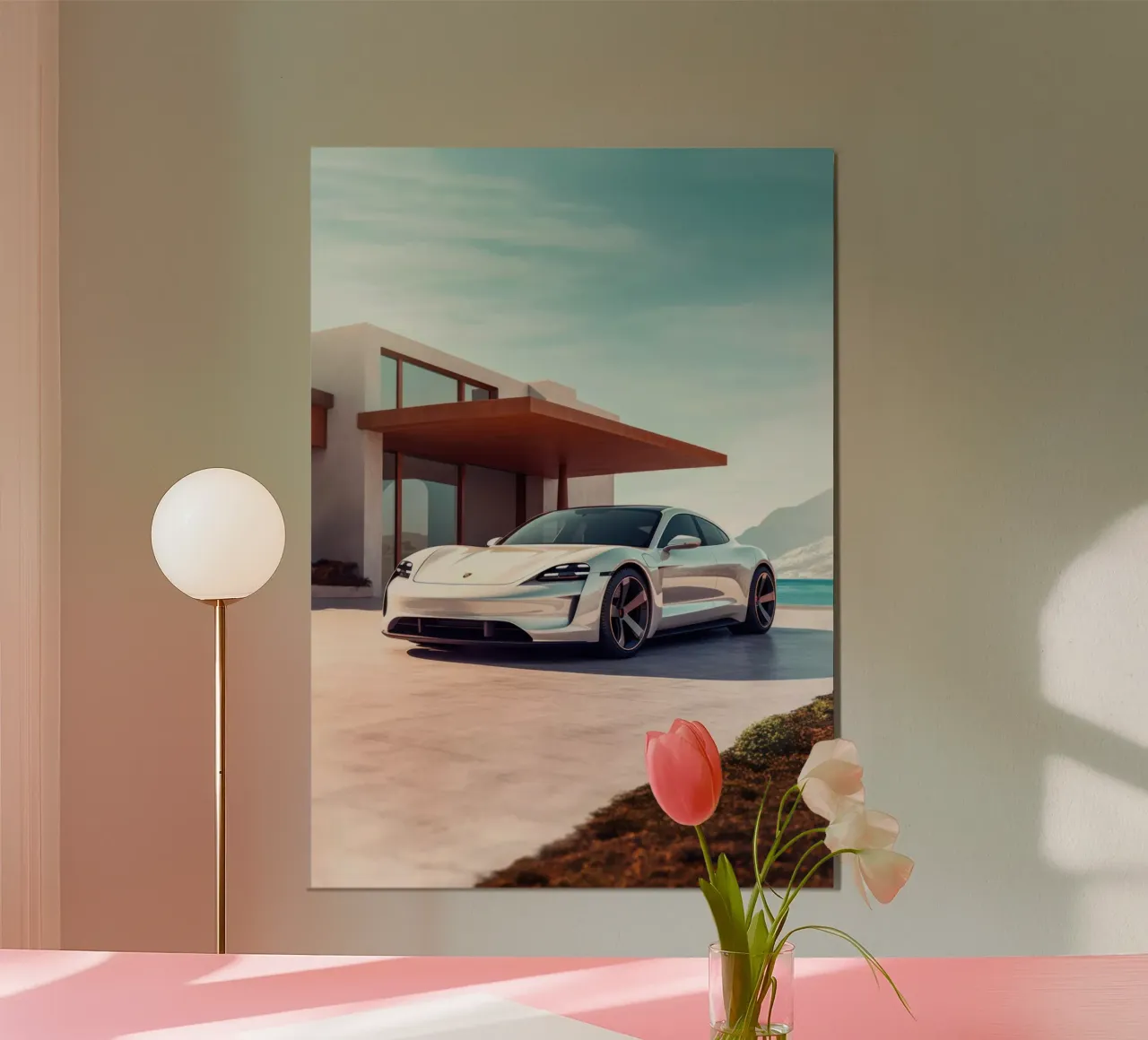 Porsche Taycan poster con telaio in plastica da Lootprint