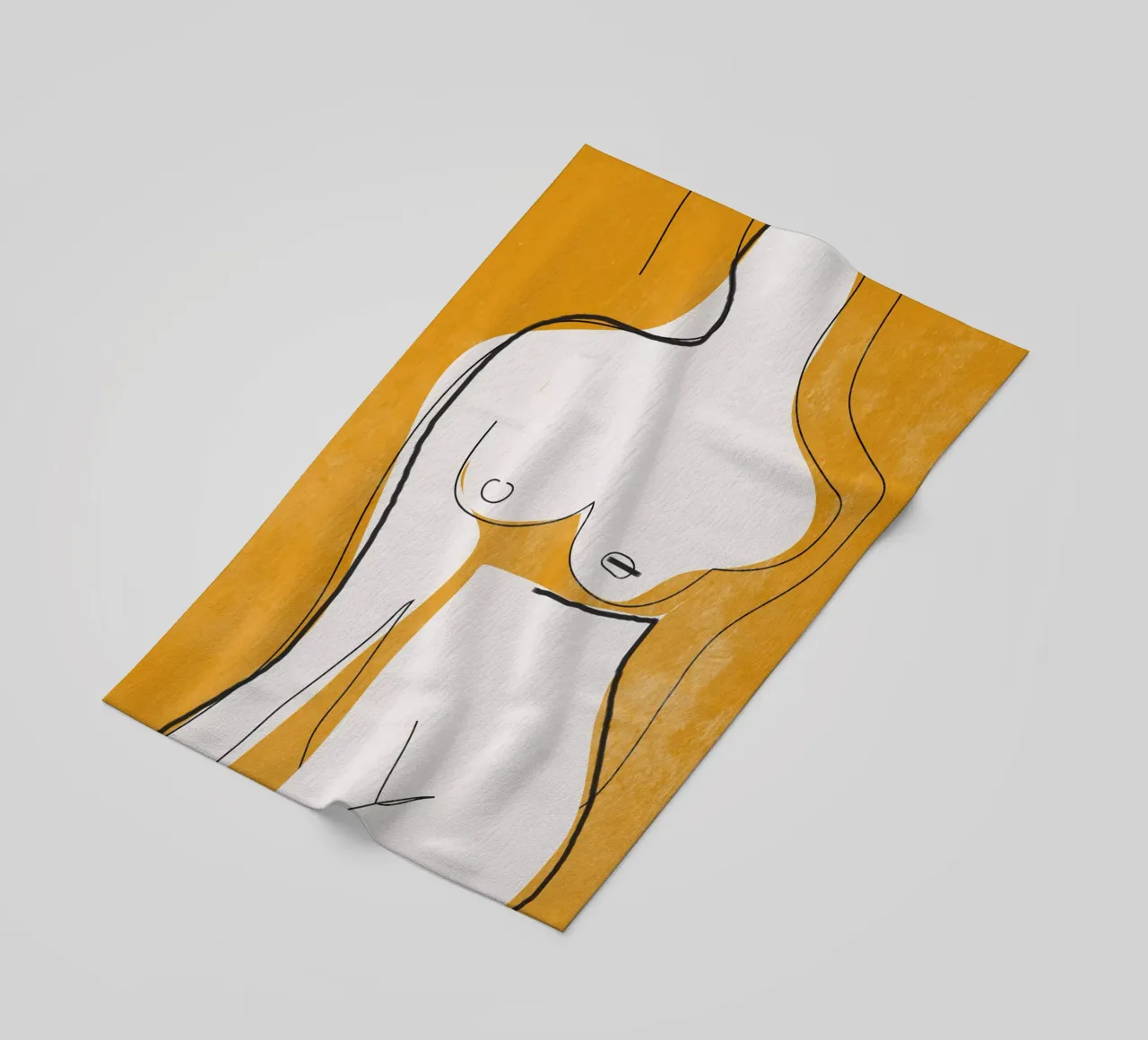 Abstract Line Art Nude beach towel by ThingDesign