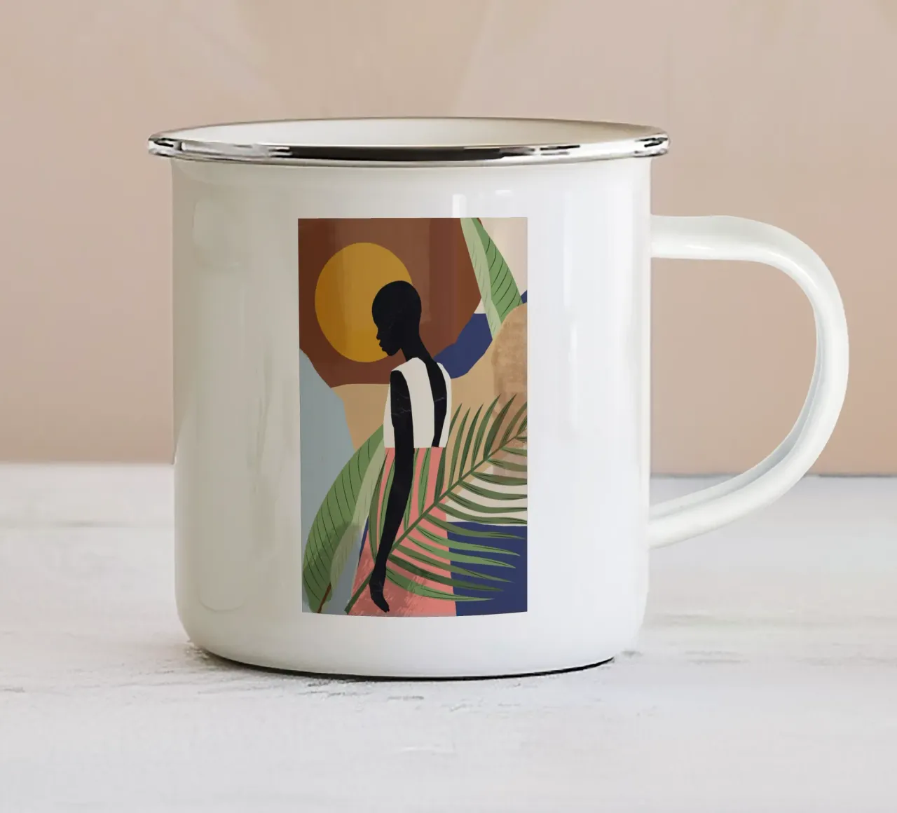 Ragazza tropicale 2 tazza in smalto da ThingDesign