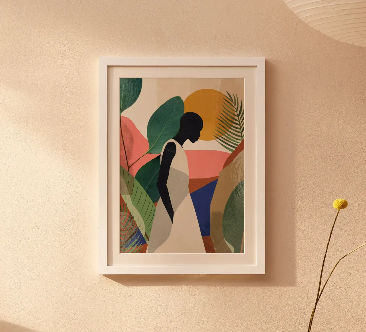 Ragazza tropicale poster con telaio in legno da ThingDesign