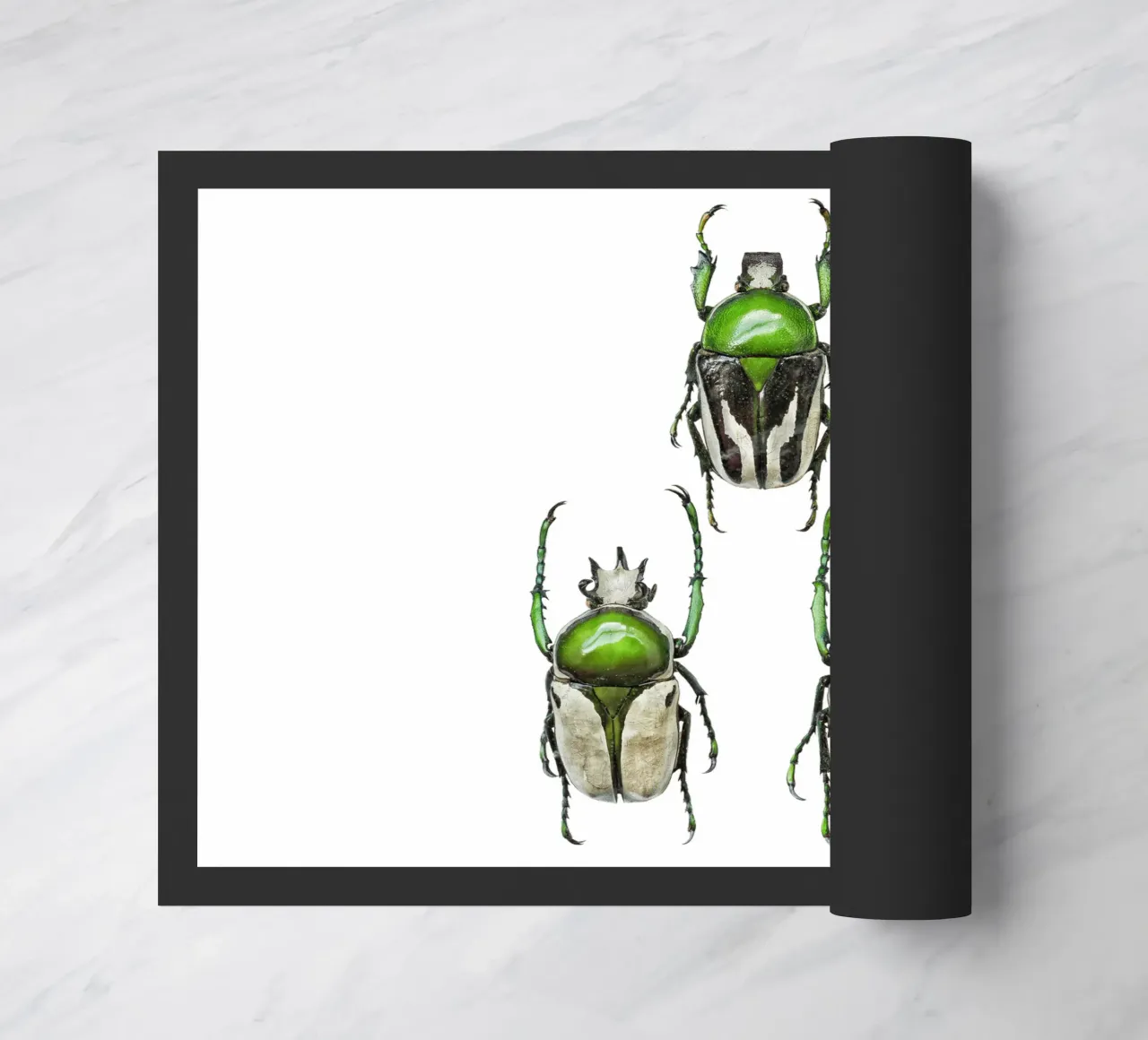 Three Green Scarab Beetles deurmat van Curious Collections by Marielle Leenders