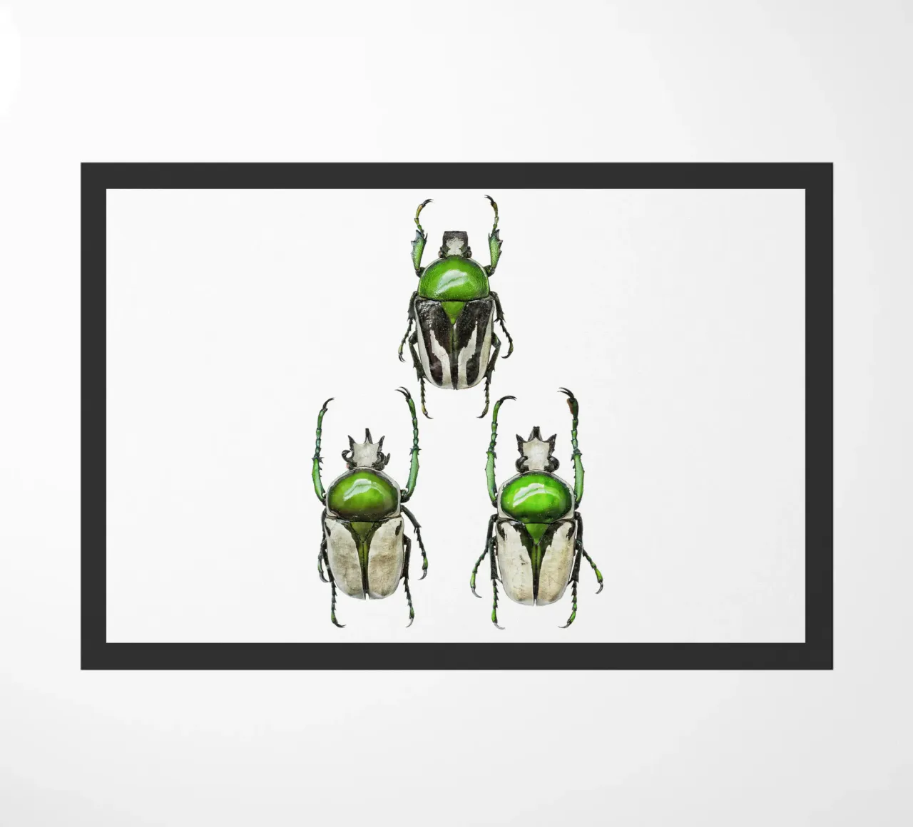 Three Green Scarab Beetles deurmat van Curious Collections by Marielle Leenders