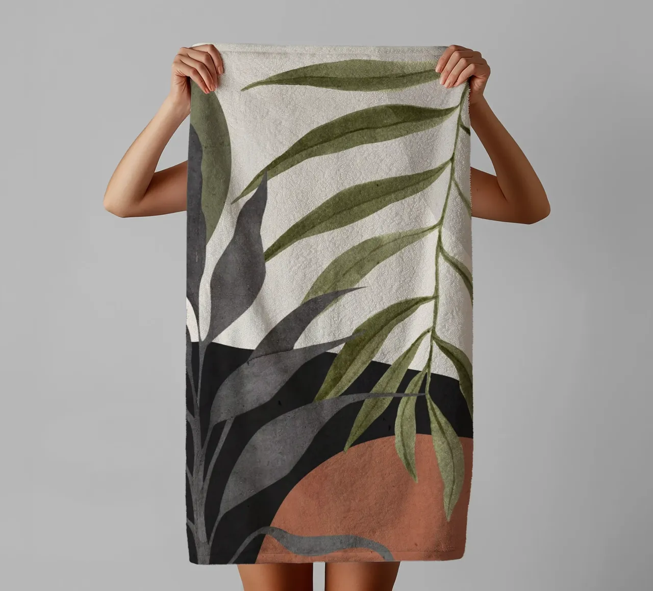 Art abstrait Feuilles tropicales 92 serviette de bain de ThingDesign