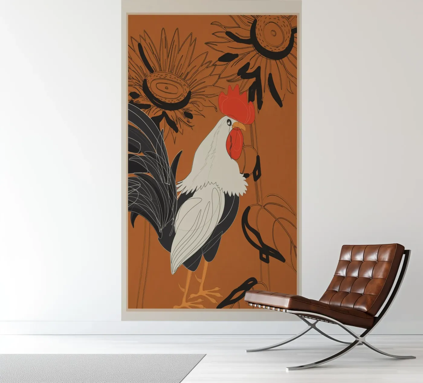 Rooster 2 fotobehang van Flow Line 2