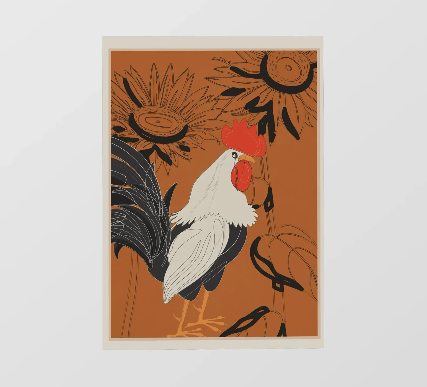 Rooster 2 fotobehang van Flow Line 2