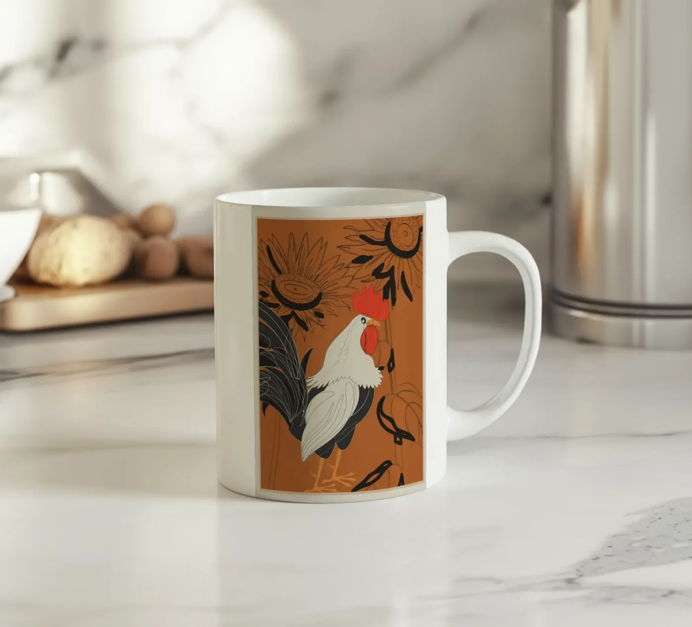 Rooster 2 ceramic mug by Flow Line 2