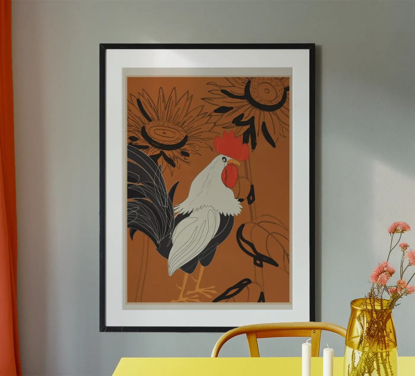 Rooster 2 poster van Flow Line 2