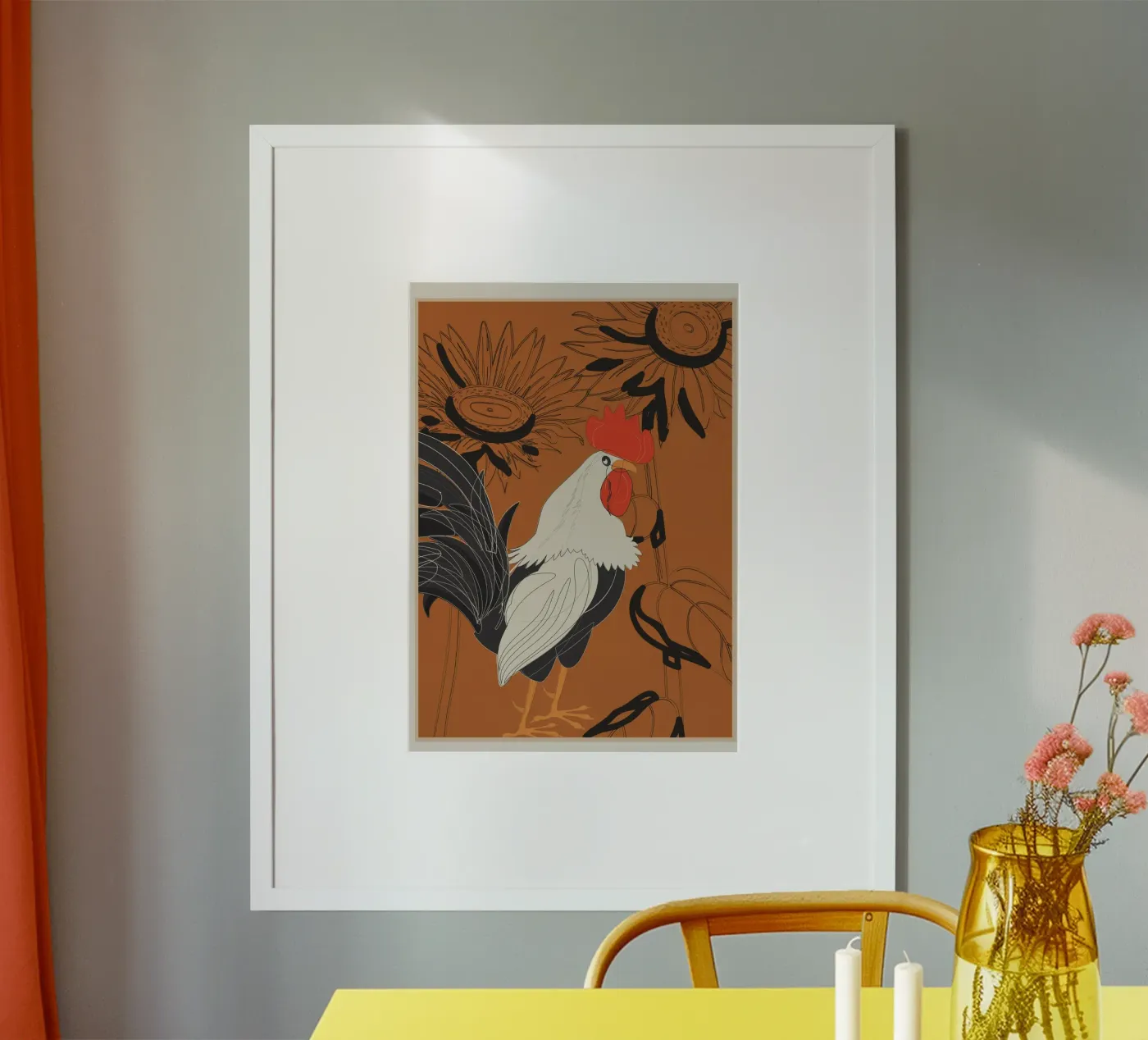 Rooster 2 poster van Flow Line 2