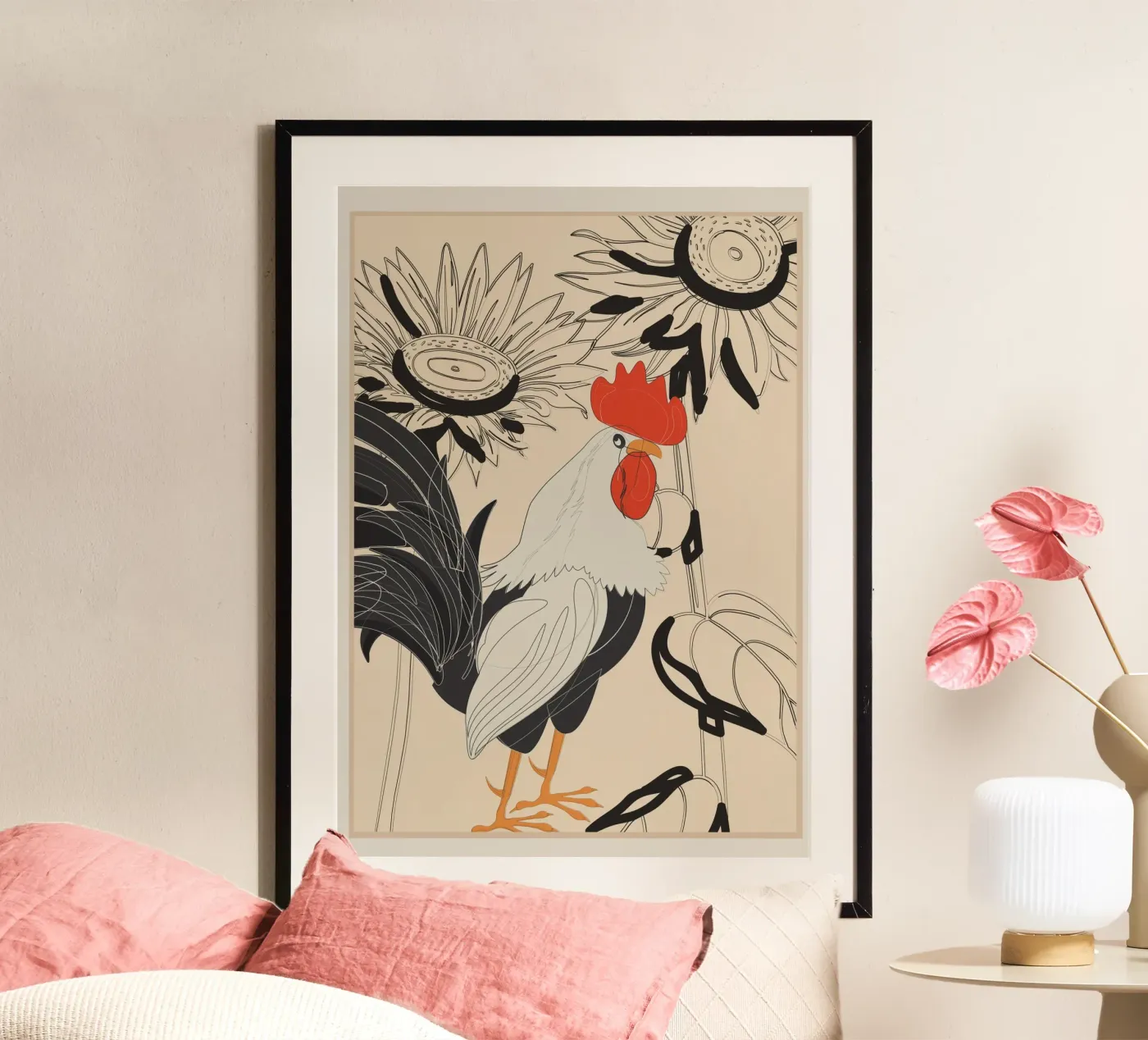 Rooster 3 poster van Flow Line 2