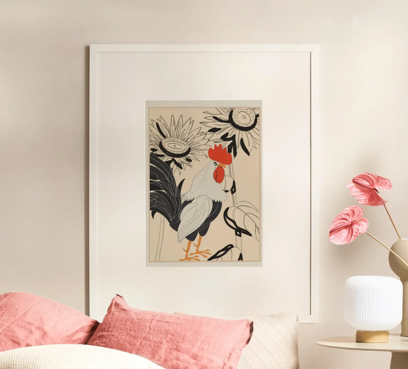 Rooster 3 poster van Flow Line 2