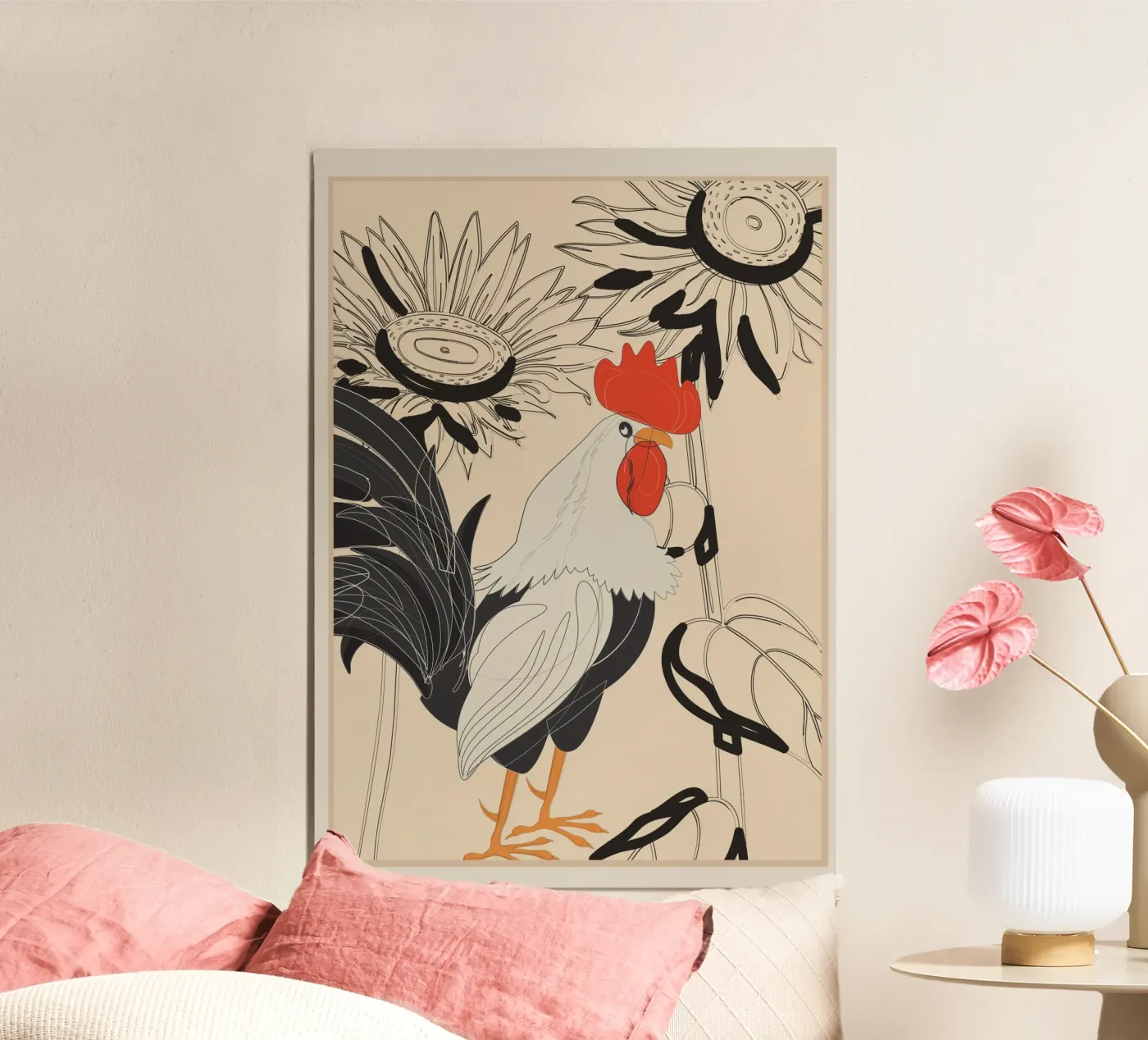 Rooster 3 poster van Flow Line 2