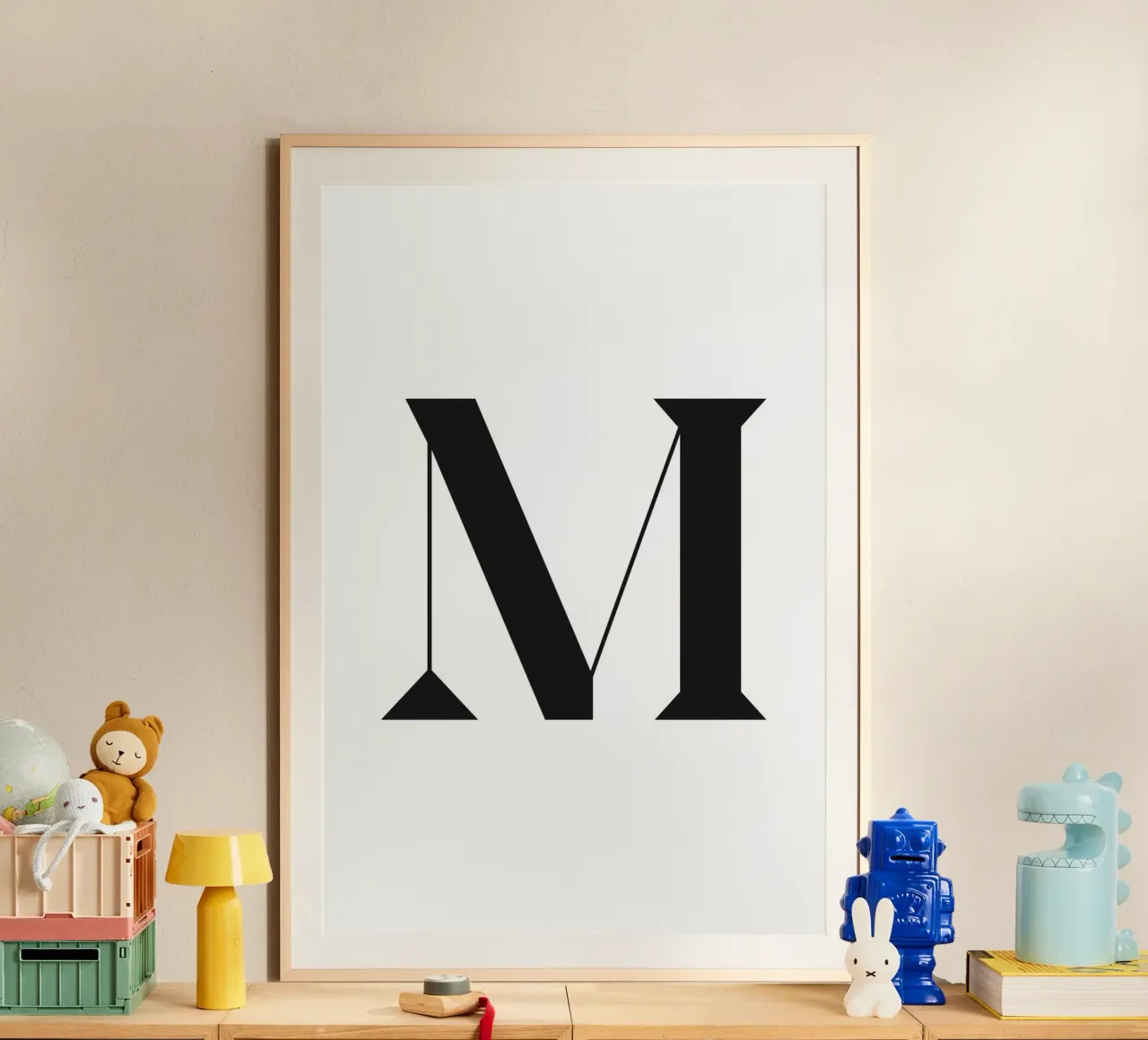 M poster avec cadre en bois de n.4