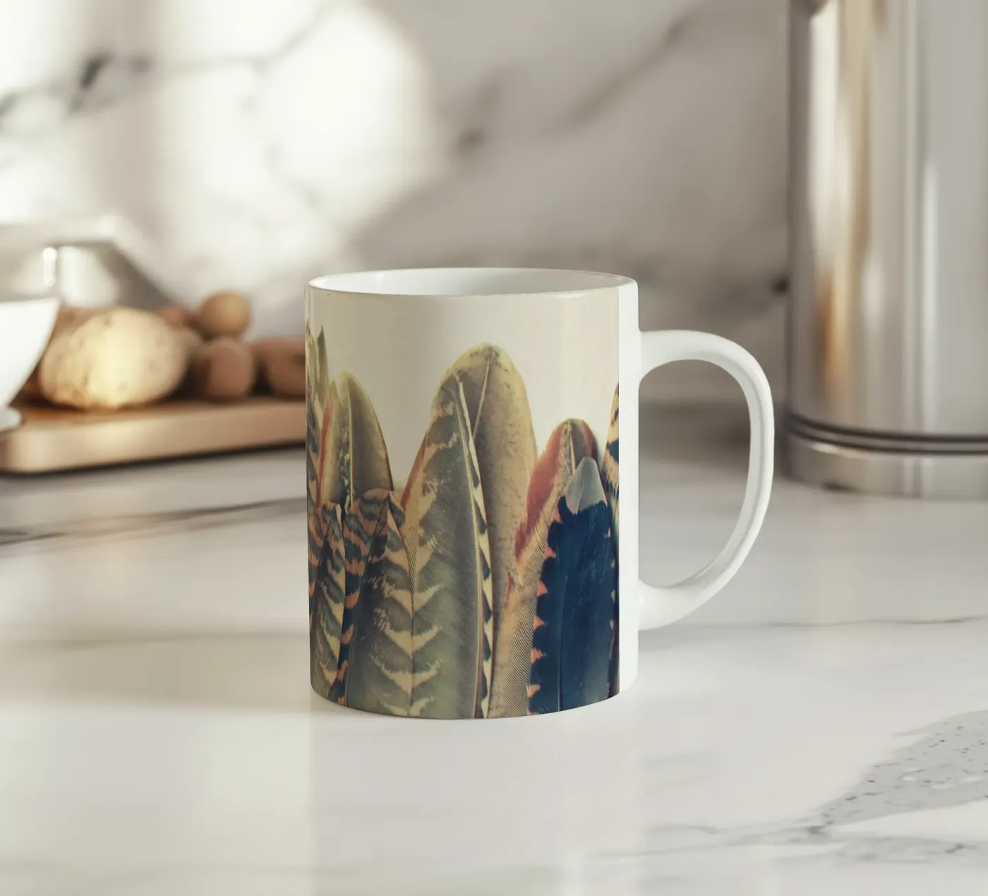 Feather Dip ceramic mug by Cassia Beck Photography