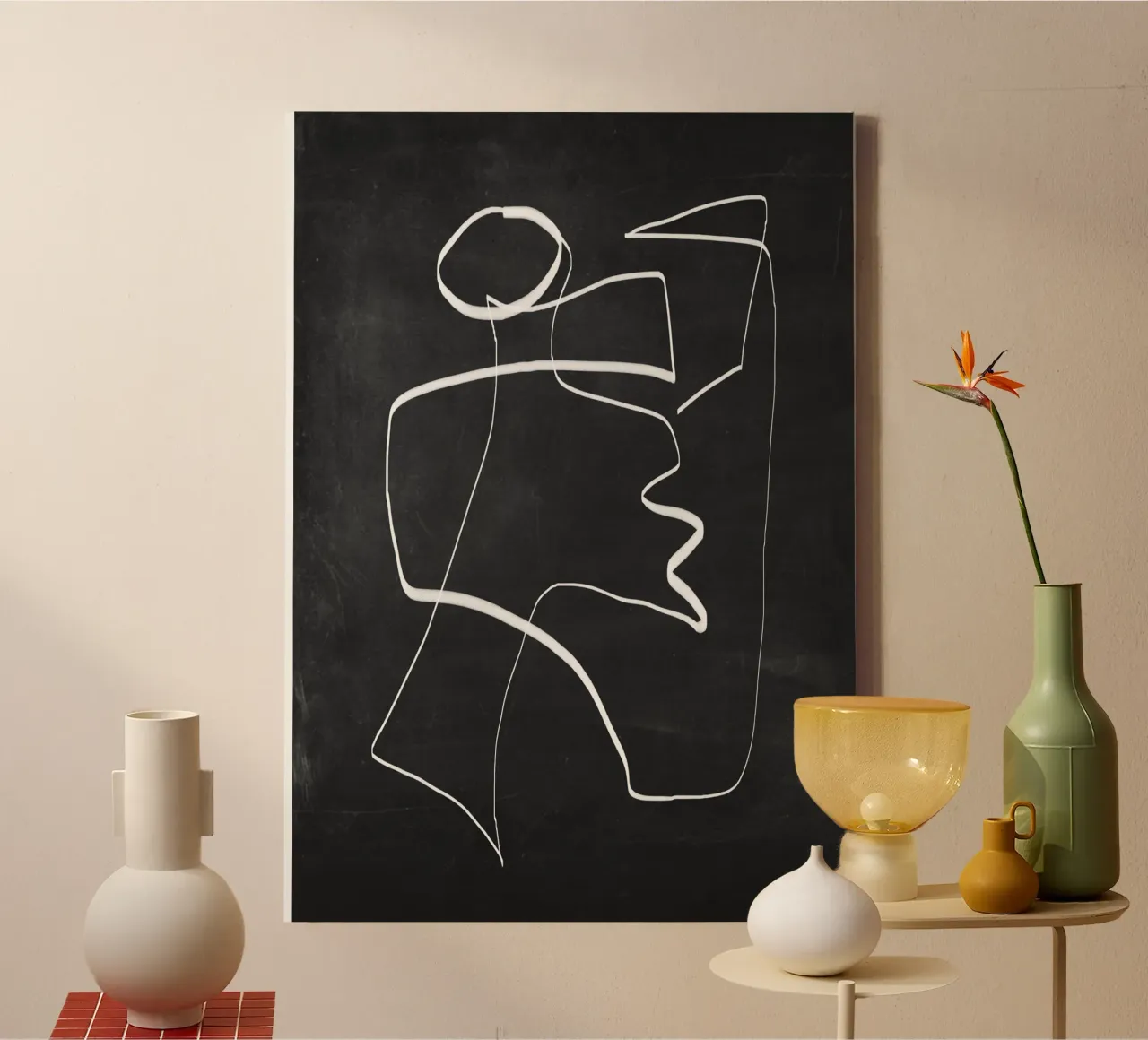 Abstract line art 6/2 canvas with Floater frame by ThingDesign