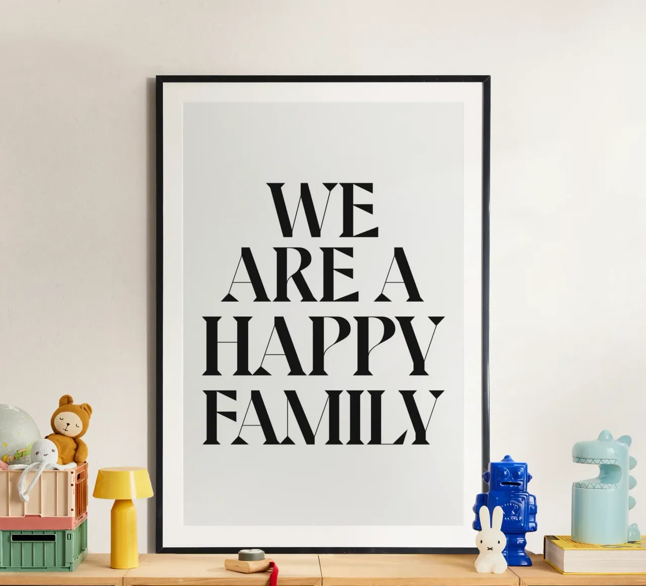 SIAMO UNA FAMIGLIA FELICE poster con telaio in legno da n.4