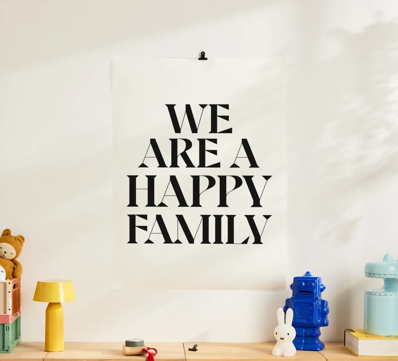 SIAMO UNA FAMIGLIA FELICE poster con telaio in legno da n.4