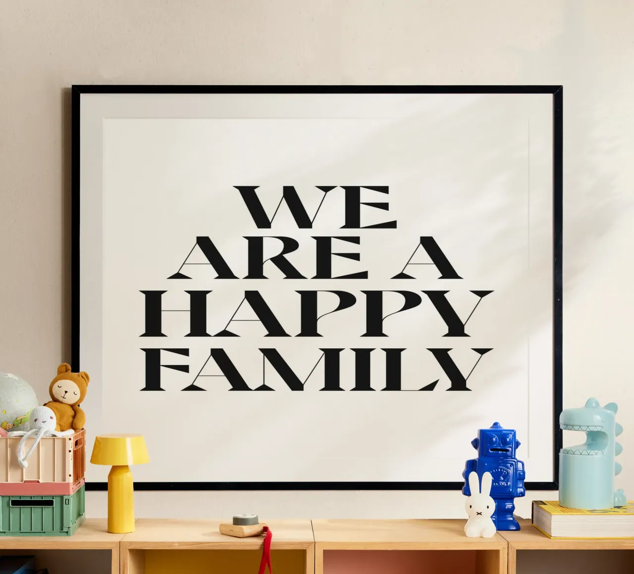 SIAMO UNA FAMIGLIA FELICE poster con telaio in legno da n.4
