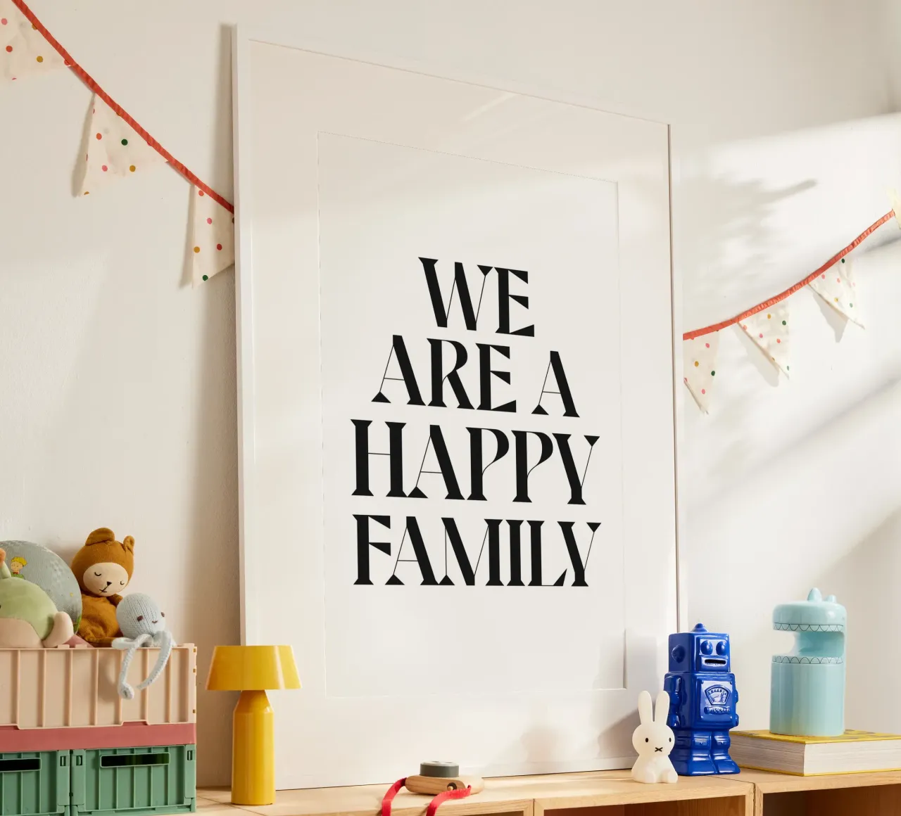 SIAMO UNA FAMIGLIA FELICE poster con telaio in legno da n.4