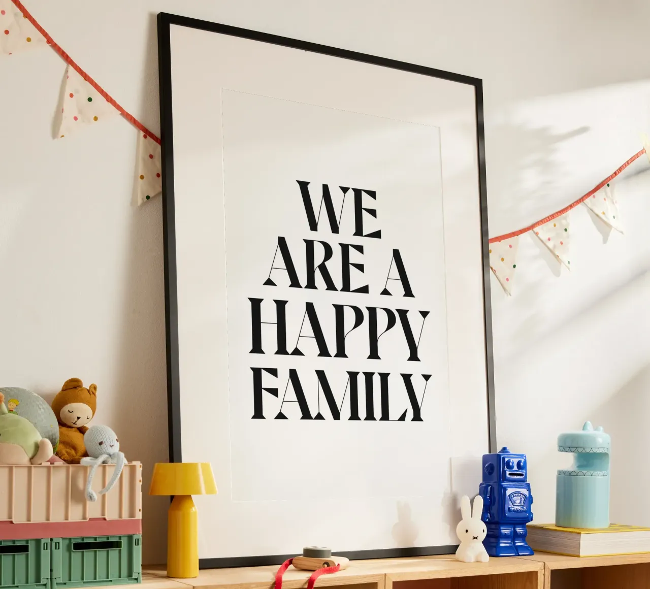 SIAMO UNA FAMIGLIA FELICE poster con telaio in legno da n.4