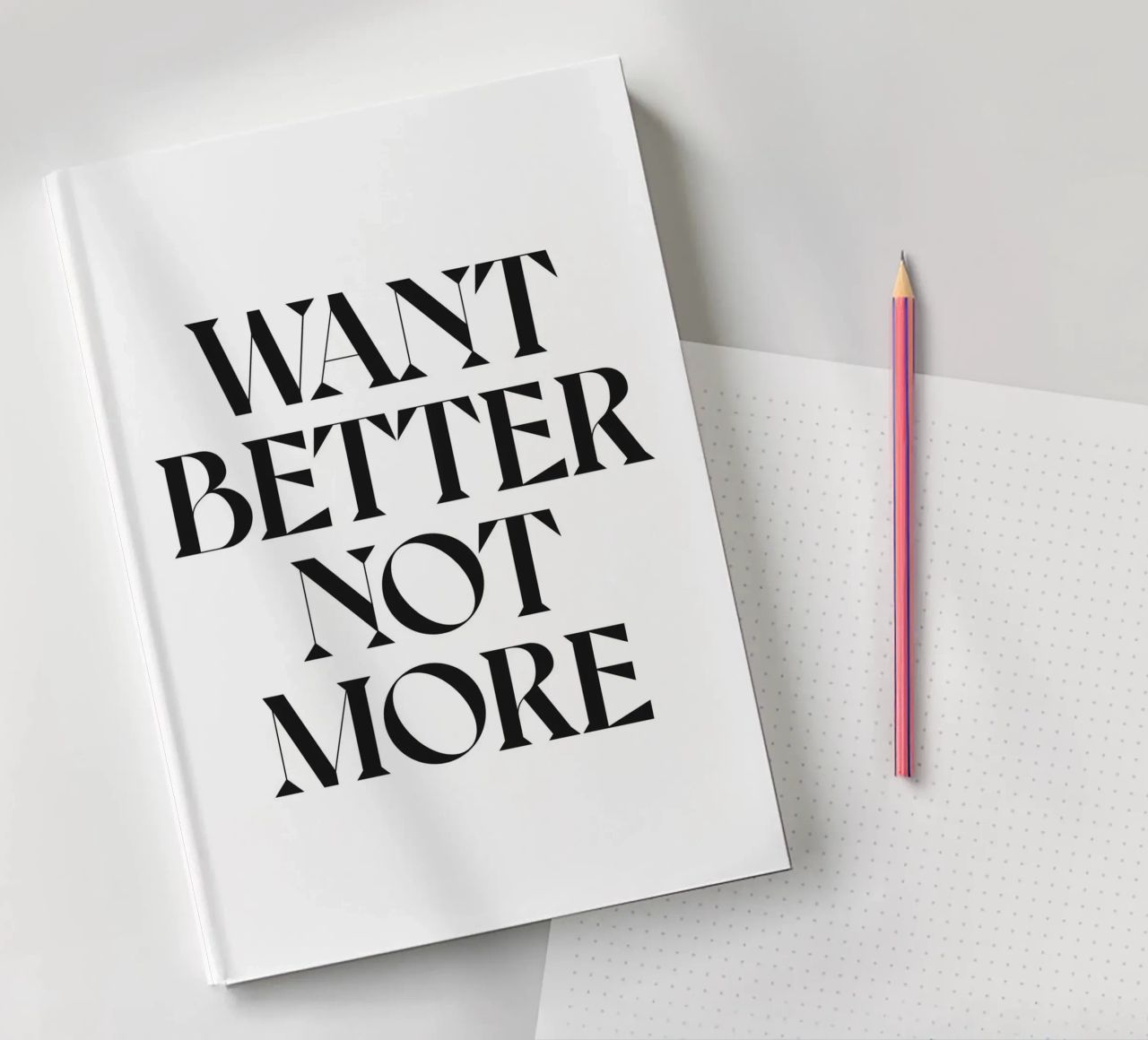 WANT BETTER NOT MORE notebook by n.4