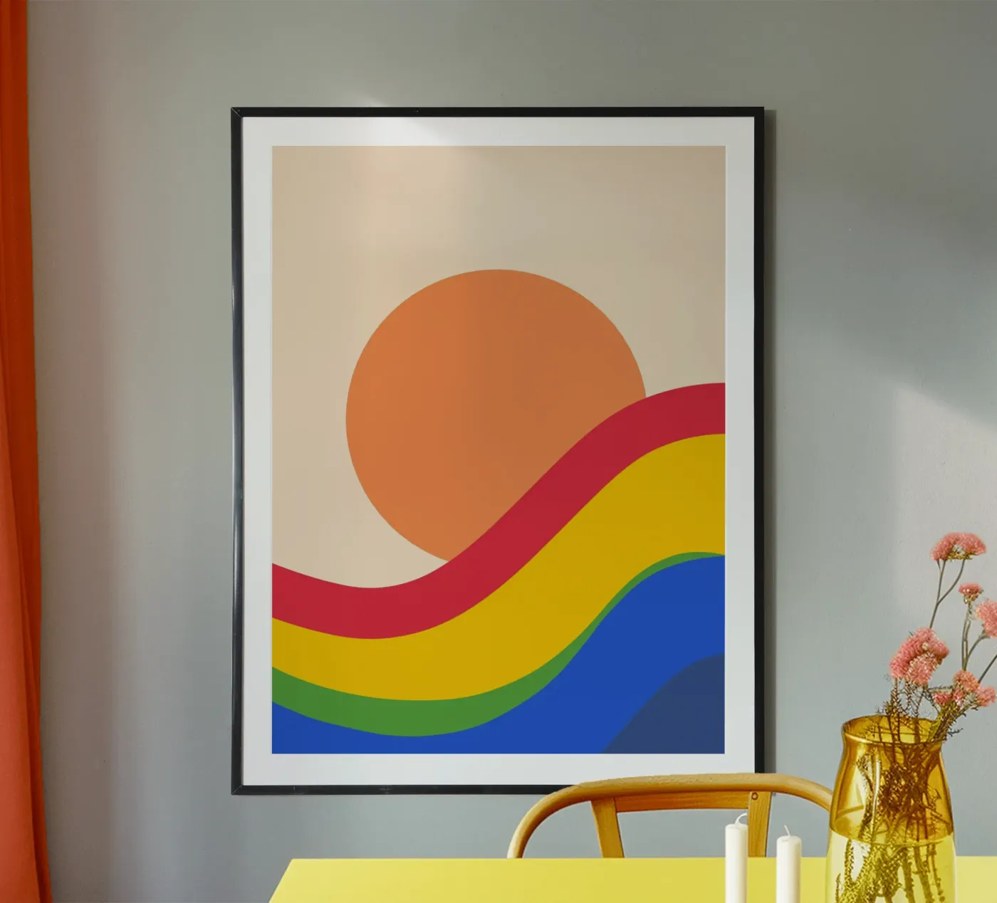 Rainbow Sunset Wave poster by Yoko Drawing Art