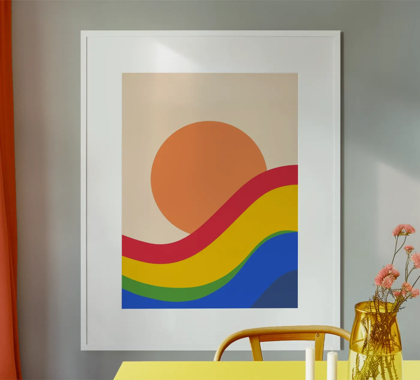 Rainbow Sunset Wave poster by Yoko Drawing Art