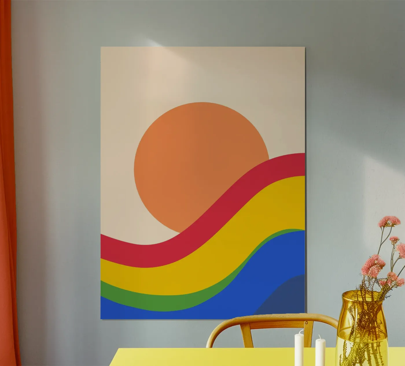 Rainbow Sunset Wave poster by Yoko Drawing Art