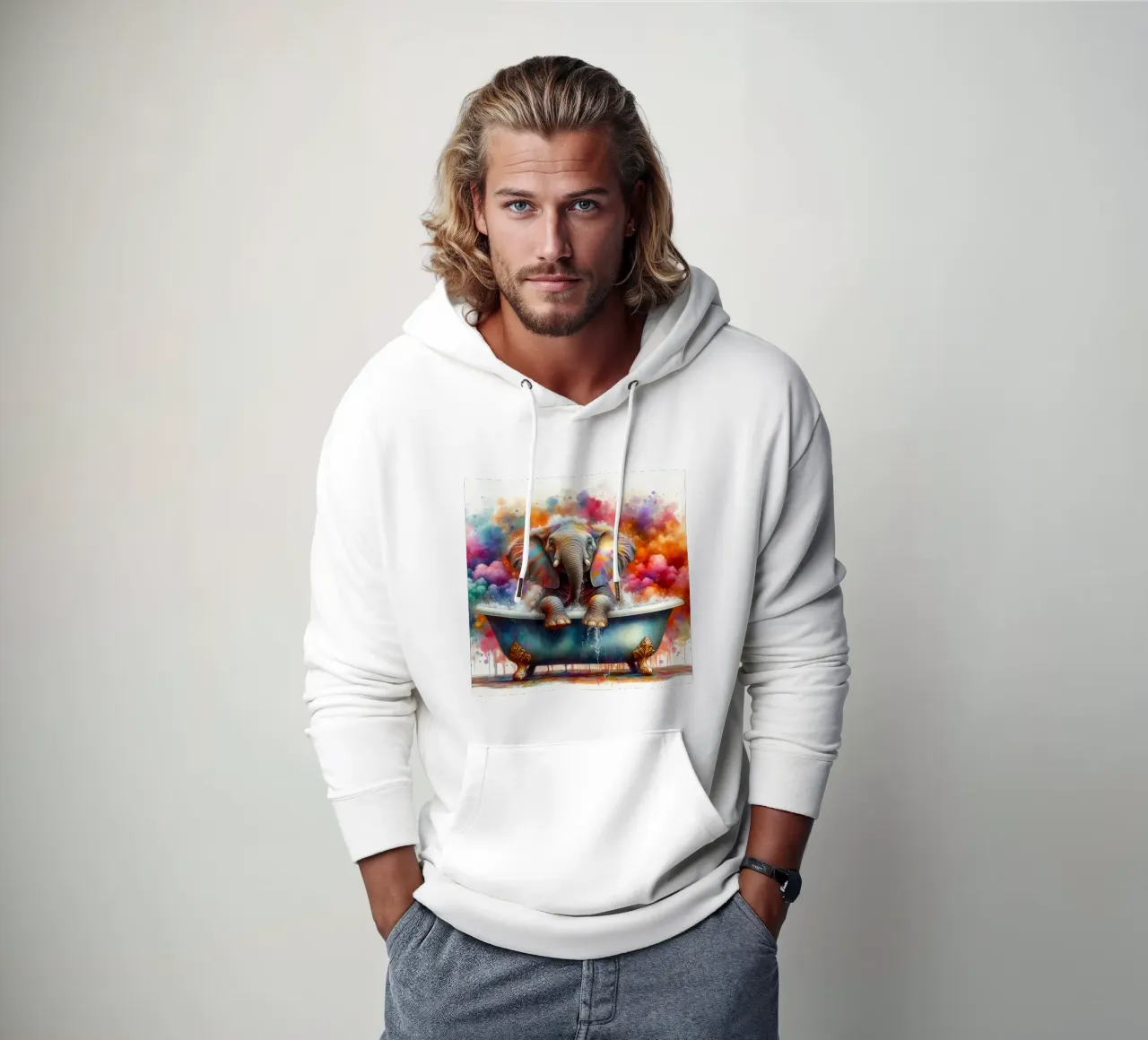 Un elefante nella mia vasca da bagno felpa con cappuccio da 🎁 ARTVI-SHOP