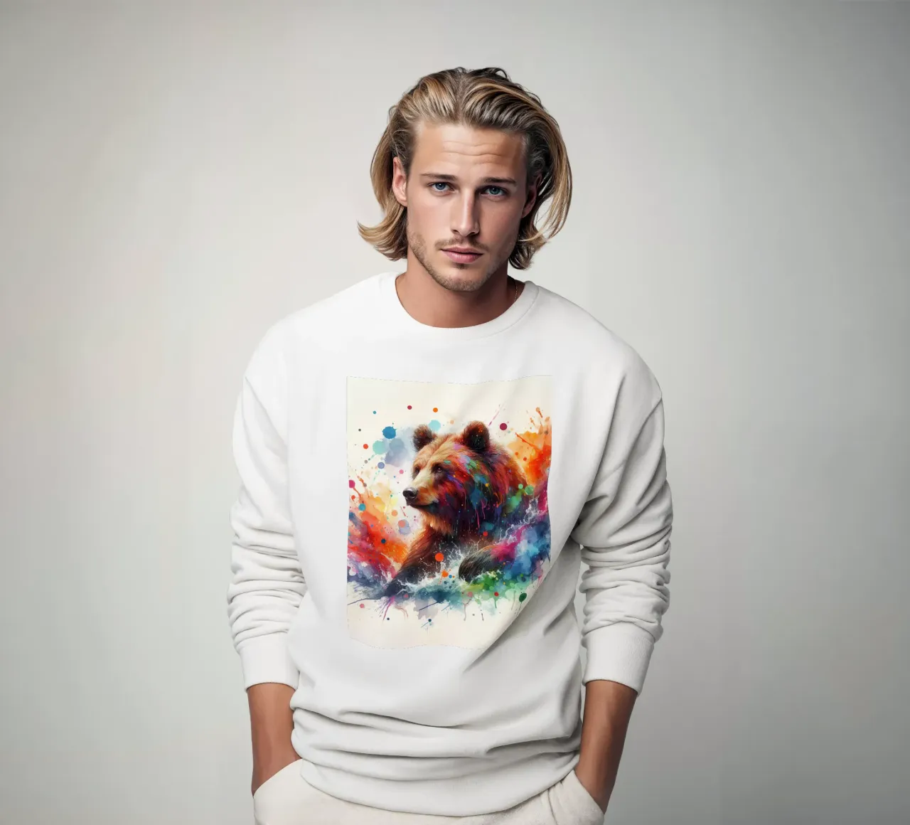 Orso in acquerello felpa da 🎁 NOBELART