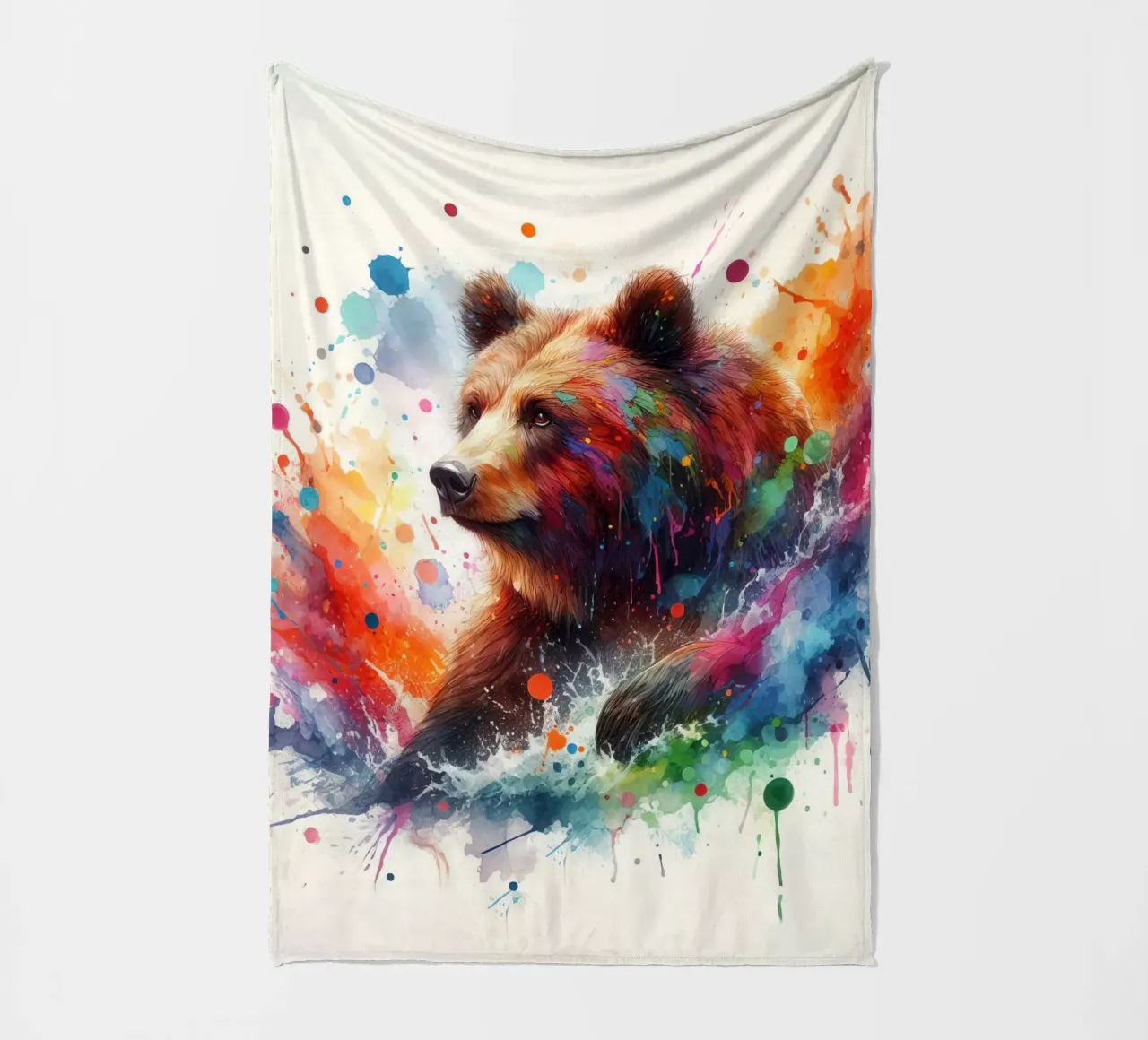 Orso in acquerello coperta in pile da ARTVI-SHOP