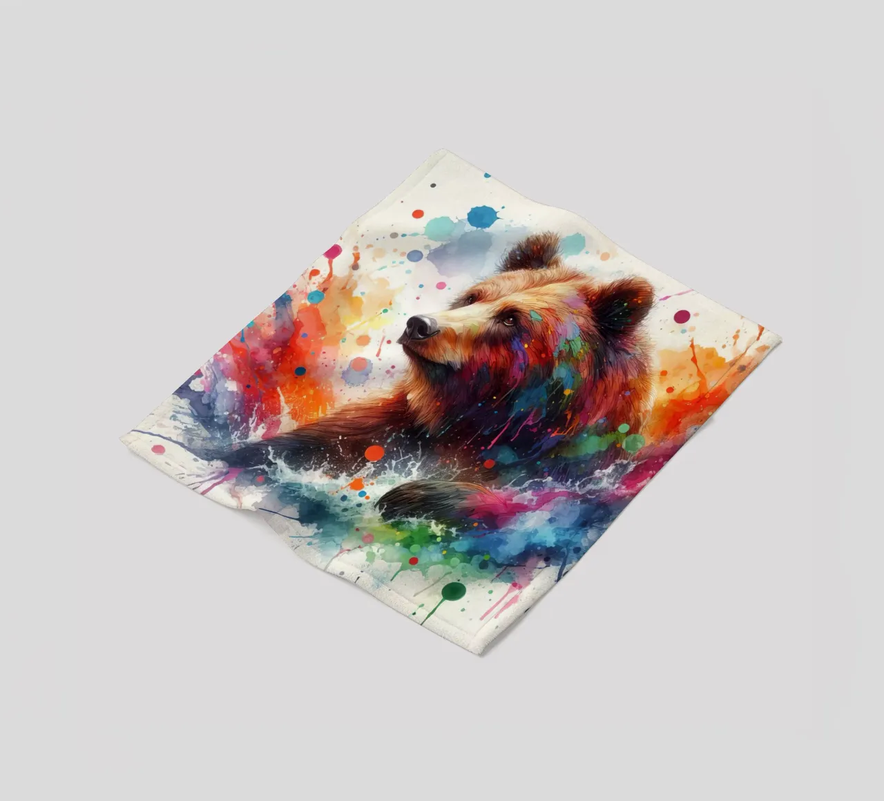 Orso in acquerello coperta in pile da ARTVI-SHOP