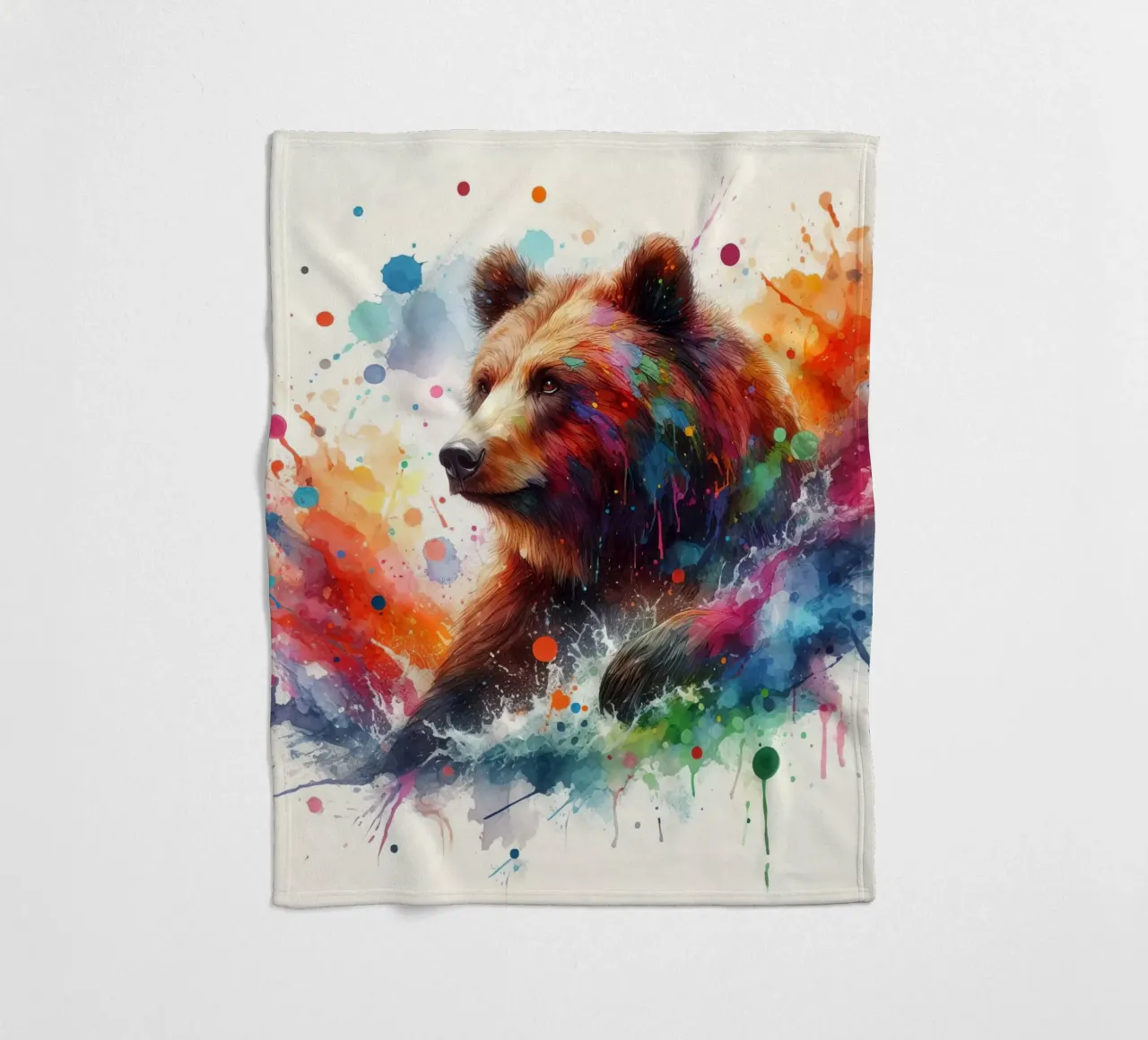 Orso in acquerello coperta in pile da ARTVI-SHOP